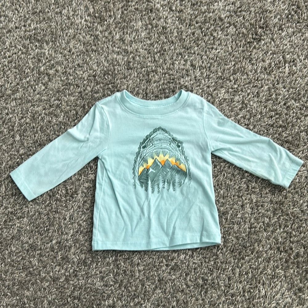 12 month cat and Jack long sleeve shark shirt for boys